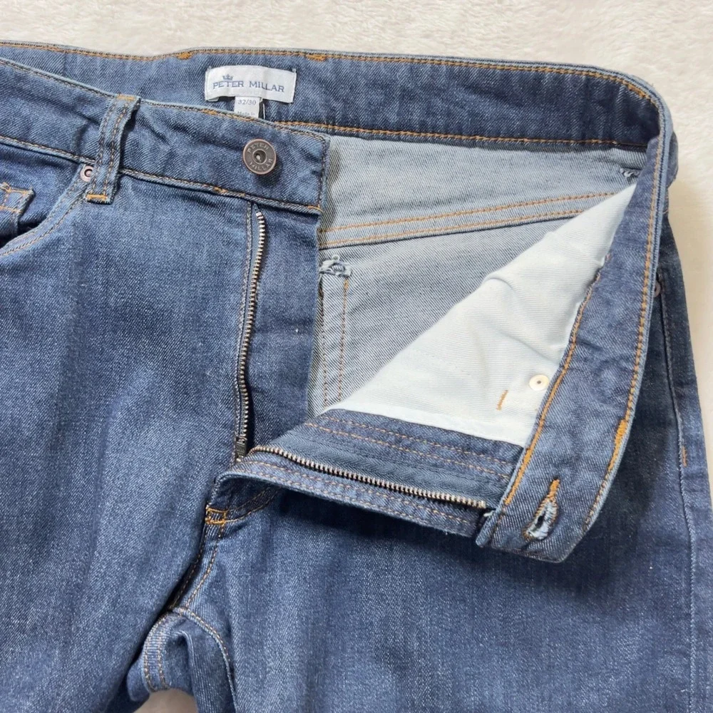 Peter Millar Crown Straight Leg Jeans Mens Sz 32x30 Blue Stretch Denim Dark Wash